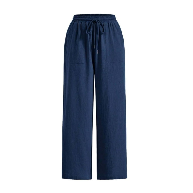 GZWYHT Wide Leg Pants,Palazzo Pants,Women's Elastic Waist Drawstring Casual Pants Straight Leg Lightweight Loose Trousers With Pockets,High Waisted Pants,Pants for Women,Flare Pants,Navy,L - Walmart.com GZWYHT Wide Leg Pants,Palazzo Pants,Women's Elastic Waist Drawstring Casual Pants Straight Leg Lightweight Loose Trousers With Pockets,High Waisted Pants,Pants for Women,Flare Pants,Navy,L - Walmart.com