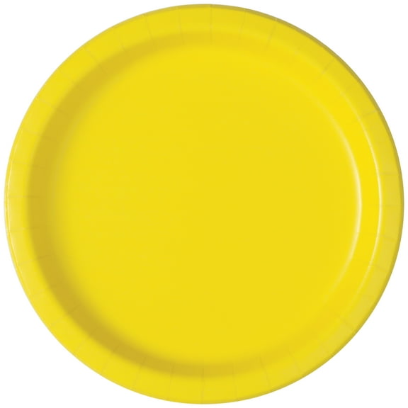 Neon Yellow Solid Round 7" Dessert Plates, 24ct, Way To Celebrate