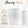 thumbnail image 3 of Autumn Alley 2-Piece White Metal Bathroom Set – Trash Can and Toilet Brush with Holder, Farmhouse Embossed Design, 3 of 10