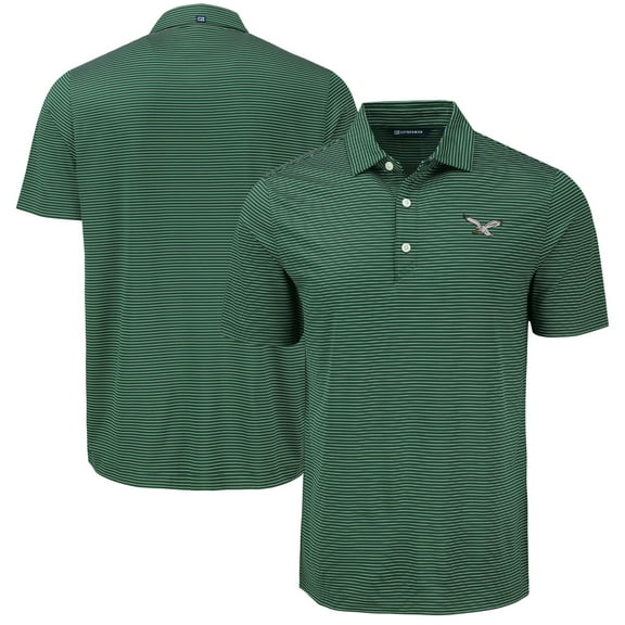 Men's Cutter & Buck Green Philadelphia Eagles Forge Eco Fine Line Stripe Polo