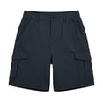 thumbnail image 3 of Hiking Shorts for Women Lightweight Elastic Waist Knee Length Cargo Shorts Golf Casual Summer Bermuda Short Navy M, 3 of 6