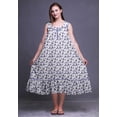 thumbnail image 4 of Bimba Robe de Nuit Mi-Mollet Bleu Violacé à Fleurs Pervenche pour Femme en Coton Imprimé Sans Manches Maxi Robe XX-Grand, 4 of 6