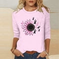 thumbnail image 2 of Womens T Shirts Fashion Printed T-Shirt 3/4 Sleeves Blouse Round Neck Casual Top Summer Tops For Women, 2 of 5