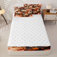 thumbnail image 4 of Manfei Autumn Pug Zipper Full Size Comforter Sets with Fitted Sheet and 2 Pillowcases, Fall Maple Leaf Zipper Bedding Set, Orange Beige, Reversible, 4-Piece, 4 of 7