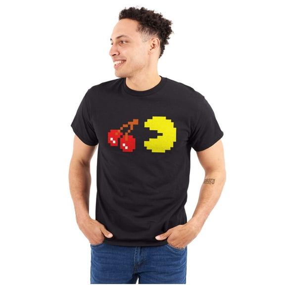 PACMAN Arcade Game Pixelated Cherry Men's Graphic T Shirt Tees Brisco Brands S