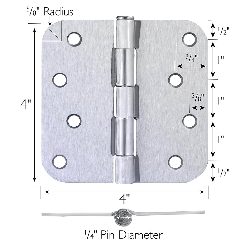 Design House 9-Pack 4" H x .625" Radius Butterfly Interior/Exterior Door Hinges, Brushed Chrome