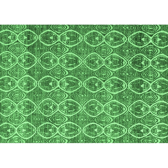 Ahgly Company Indoor Rectangle Abstract Emerald Green Modern Area Rugs, 7' x 10'