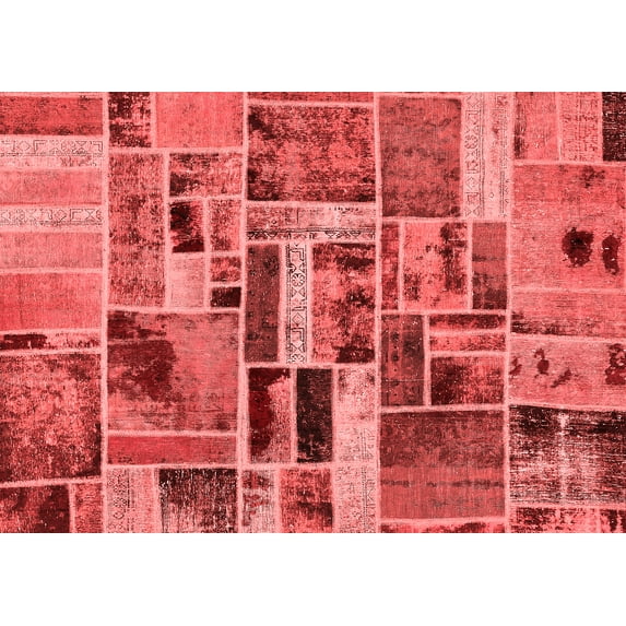 Ahgly Company Indoor Rectangle Patchwork Red Transitional Area Rugs, 2' x 5'