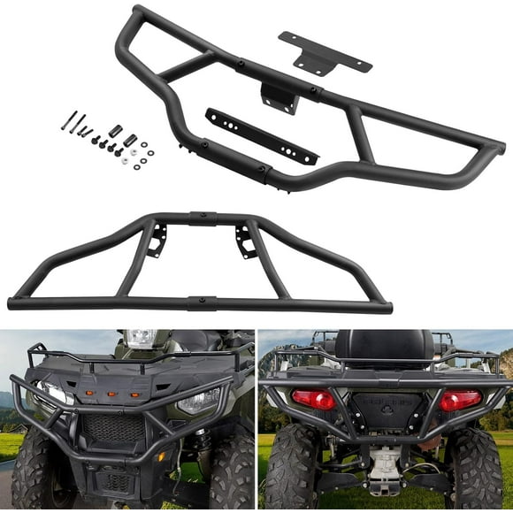 ATV Sportsman 570 Front & Rear Brush Guard Bumper Set,A & UTV PRO Heavy-Duty Steel Bumper Grille Guard Protector for 2014-2022 Polaris Sportsman Touring 570 450 H.O Accessories,2PCS Black