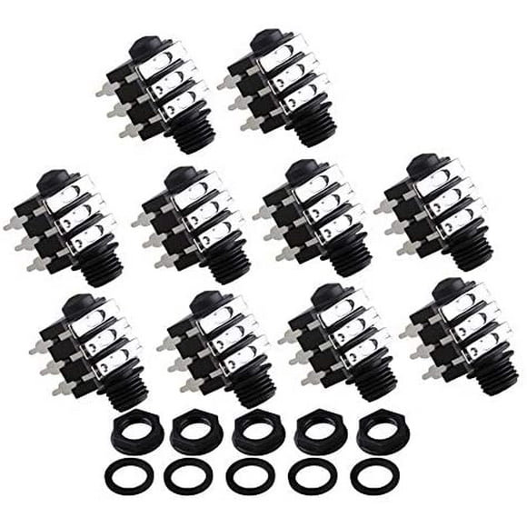 Mxfans 10pieces 6 Pin 1/4" Stereo Audio PCB Panel Mount Headphone Socket Female