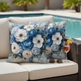 thumbnail image 4 of Hydrangeas Flower Outdoor Waterproof Pillow Covers, Blue White Floral Country Oil Painting Decorative Square Throw Pillowcase Sofa Cushion Sham for Patio/Couch/Chair, 24"x24" 2 Pack, 4 of 8