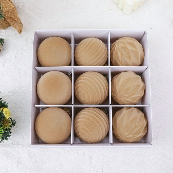 Fek888 Large Christmas Balls Ornaments Glass 9 Pcs Velvet Christmas Balls Flocked Christmas Tree Ornaments Plastic Balls Xmas Decorative Hanging Ornaments Christmas Tree Decoration 3.15 Inch