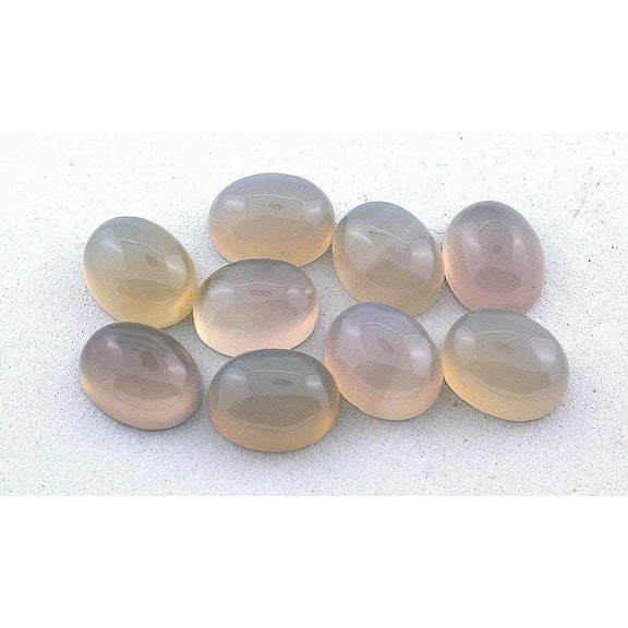 One 10x8 10mm x 8mm Oval Gray Peach Brown Chalcedony Cab Cabochon Gemstone Gem