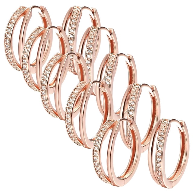 Aretes VenDepot Ring04 5Pzas Aro Oro Rosa Metal/Zirconia