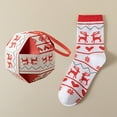 thumbnail image 5 of IWRICH Christmas Socks Snowflake Reindeer Santa Graphic Soft Cozy Mid Calf Tube Socks for Fall Winter Red, 5 of 5