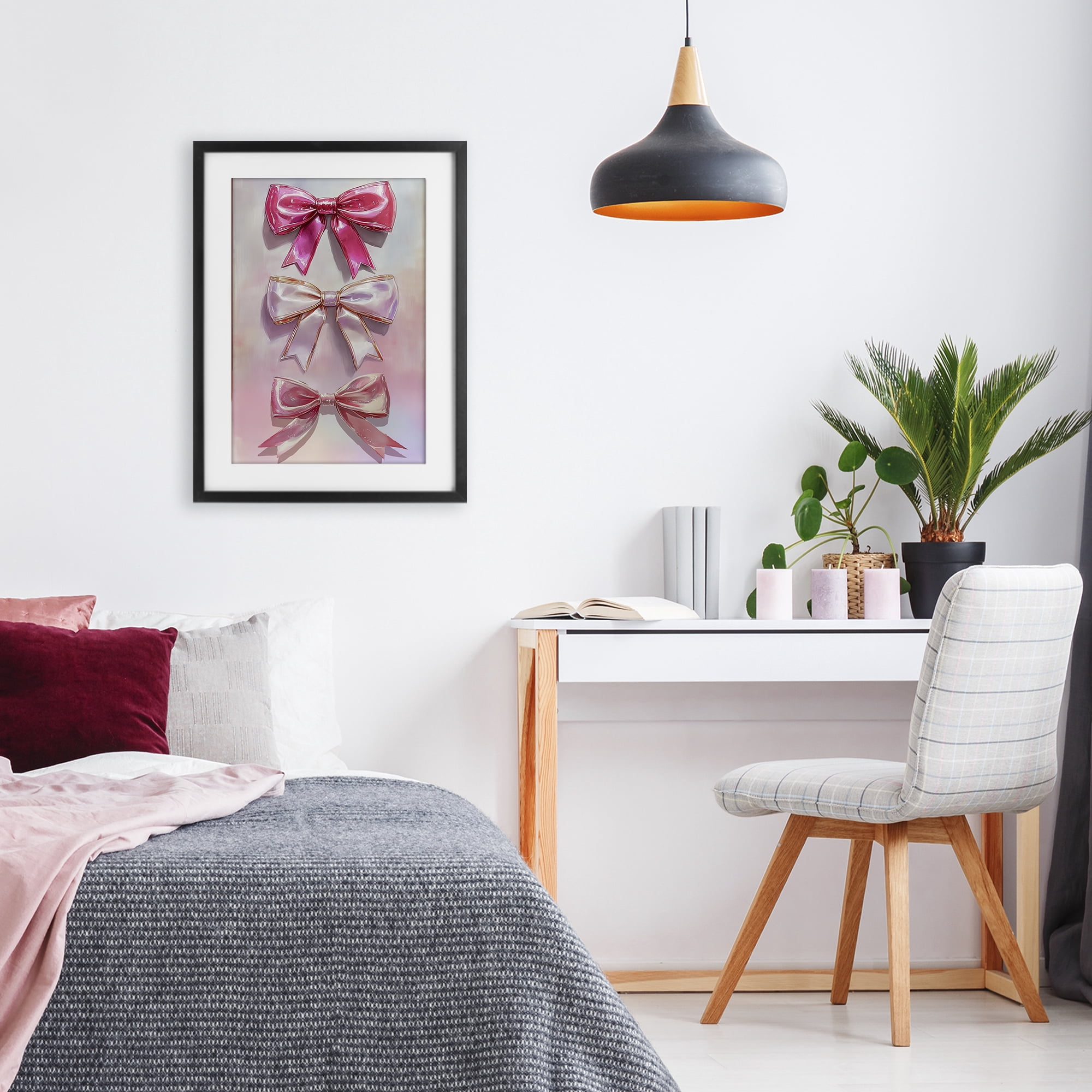 Stupell Industries Blush And Satin Bows Black Framed Print Under Glass, design by Annabelle Hall