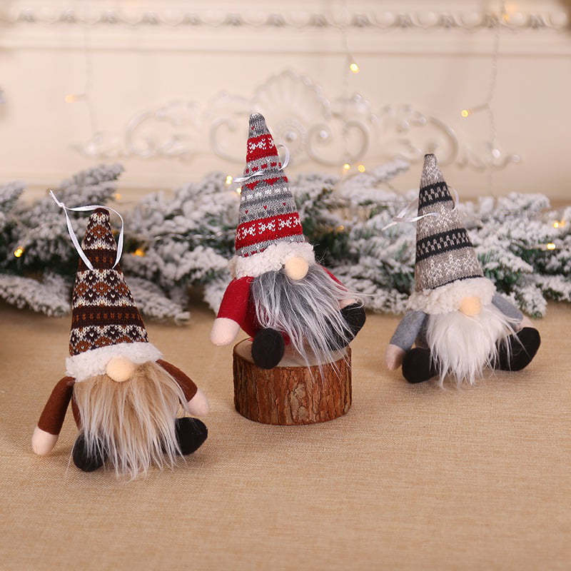 Christmas Ornament Knitted Plush Gnome Doll Christmas Tree Pendant ...