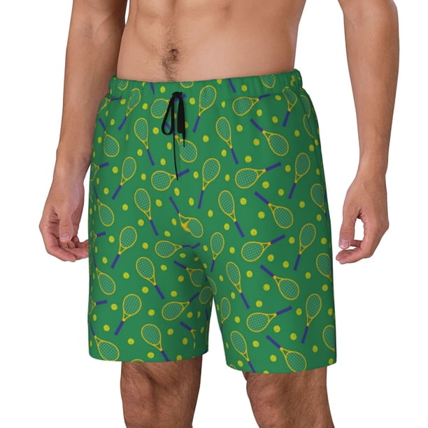 Balery Tennis Rockets And Balls Bañador para hombre, shorts de playa de secado rápido con entrepierna y forro de compresión-Large