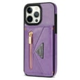 thumbnail image 6 of Nalacover for iPhone 14 Pro Max Zipper Wallet Case,Luxury Premium PU Leather Back Soft TPU Magnetic Buckle Flip Card Pocket Shockproof Slim Cover with Adjustable Crossbody Shoulder Strap,Purple, 6 of 15