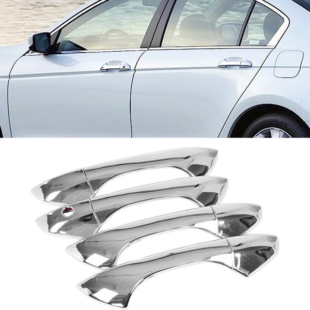 Outer Door Handle , Scratch Resistant 8PCS/Set Glossy Silver Exterior Door Handle Cover For Car