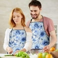 thumbnail image 5 of Pioneer Flower Floral Print Pattern Apron-Garden Aprons for Women with Pockets-Cotton Linen Waterproof Kitchen Cooking Gardening Aprons Adjustable for Kitchen,Cooking,BBQ and Salon 33x27 Inch, 5 of 7