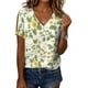 thumbnail image 1 of Blusa Zhyaj de manga corta con cuello en V y estampado floral bohemio para mujer, 1 of 6