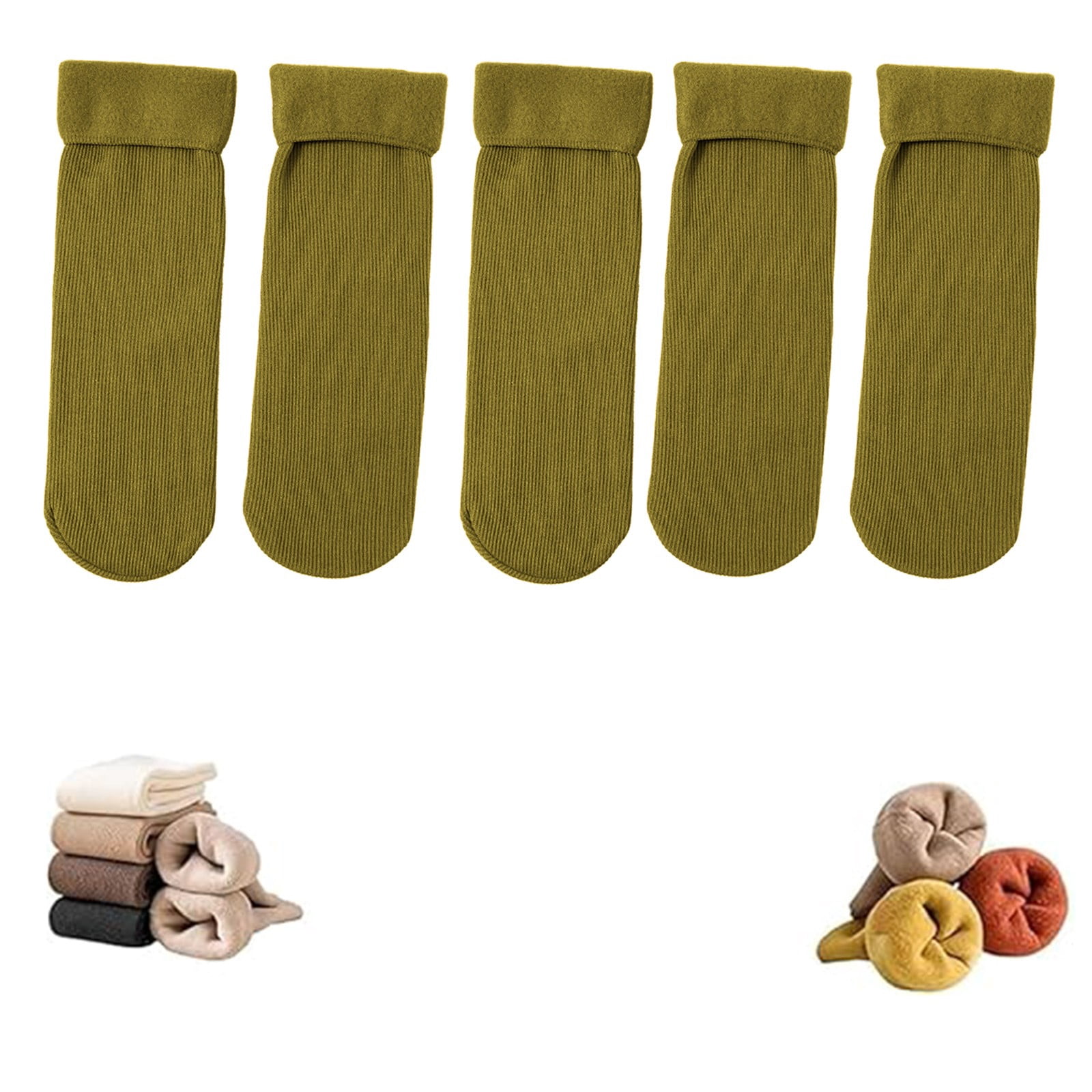 Stocking Stuffers for Women Winter Thick Fleece Socks Unisex Warm Mid Calf Socks Cozy Non Slipper Socks for Home & Outdoor (5 Pairs Set) Stockings