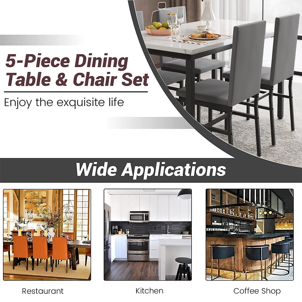 Dining Table with 4 High-back Upholstered Chairs, Modern Dinette Set, Faux  Marble Table and Chairs Set for 4 Persons, Small Home Kitchen Dining Table  Set, Ideal for Apartment Breakfast Nook, B1446 -