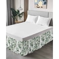 thumbnail image 4 of Green Plant Bed Skirt Queen Size 16" Drop Watercolor Eucalyptus Leaf Farm Ruffled Wrap Around Bed Skirts Adjustable Elastic Bedskirt Dust Ruffle for Queen Size Bed, 4 of 7