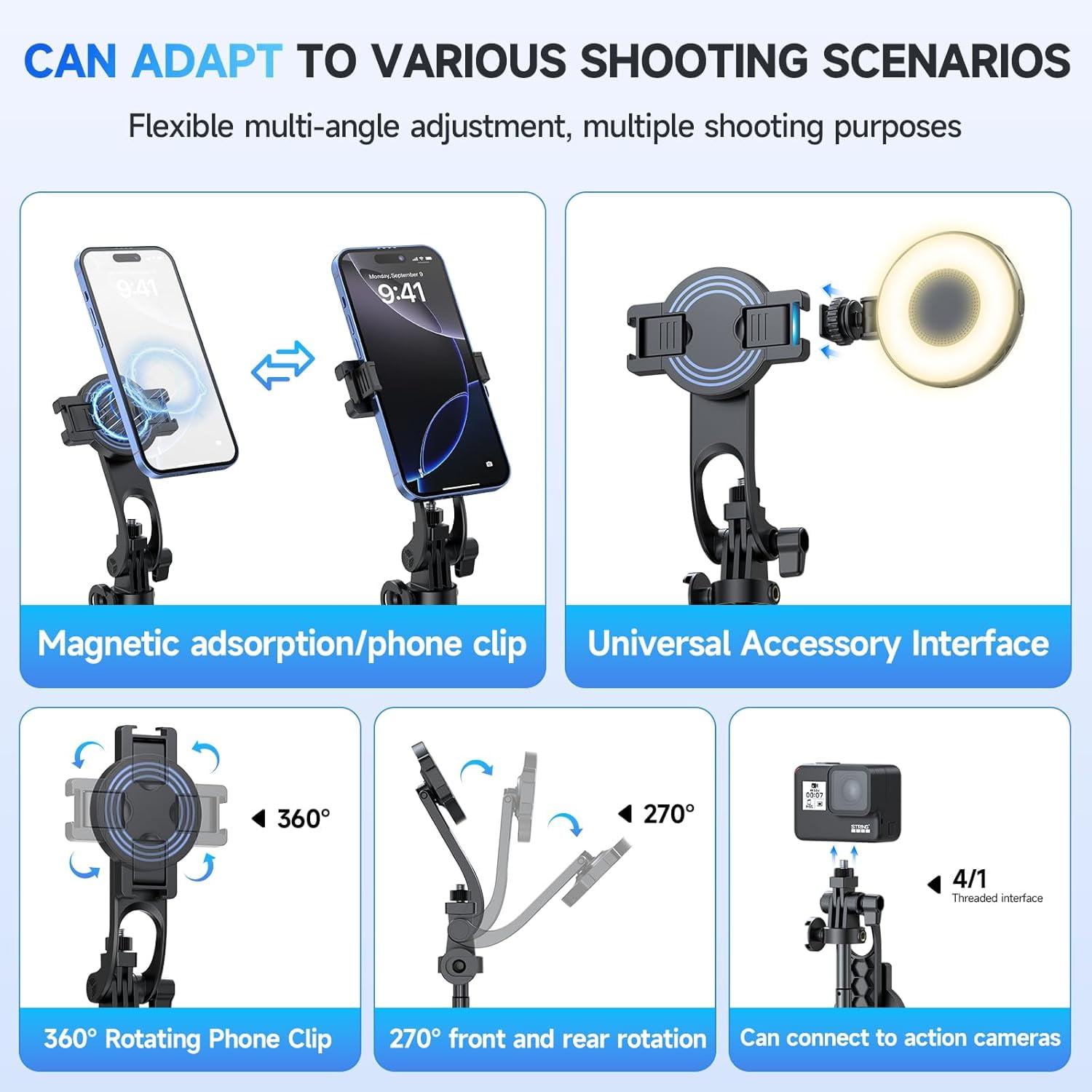 XIHAMA Magnetic Tripod Compatible with iPhone and Android,Samsung Phones,51" Selfie Stick Tripod Mount with Remote,Portable Phone Selfie Stick Stand for Photo,Video Recording,Travel,Filming