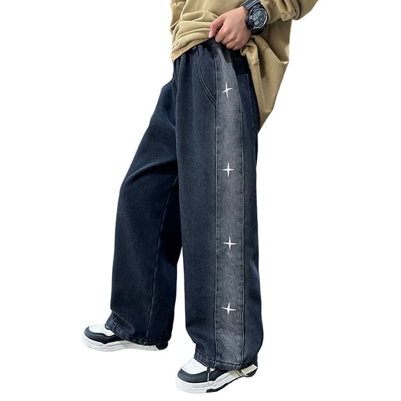 Byoo Tween Boys Lined Jeans Winter Warm Straight Leg Husky Denim Pants Durable Baggy Relaxed Fit Trousers