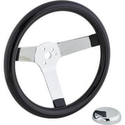 Classic Solid Spoke 12 Inch Black Steering Wheel - No Holes
