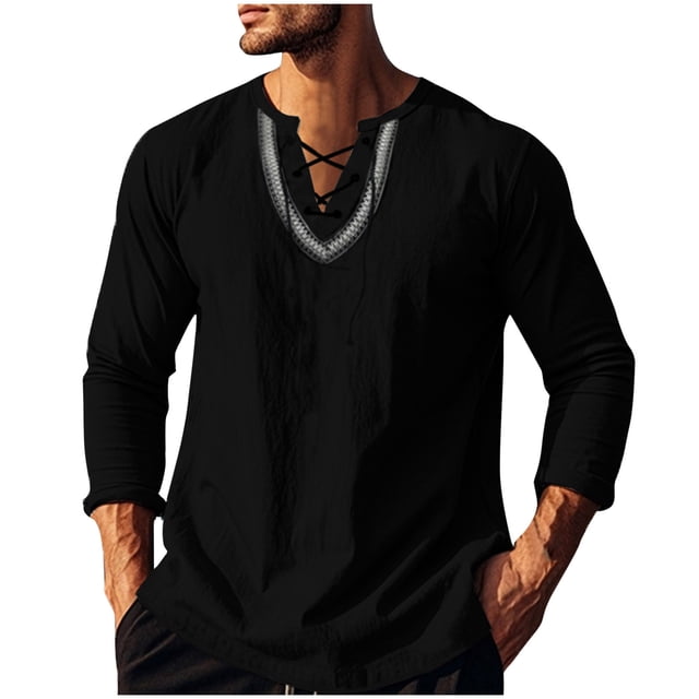 Blusas y camisas de manga larga con cuello redondo para hombre, informales, de color liso, con hombros descubiertos, rectas, con lazo en el pecho, bordadas, de licra.