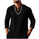 thumbnail image 1 of Blusas y camisas de manga larga con cuello redondo para hombre, informales, de color liso, con hombros descubiertos, rectas, con lazo en el pecho, bordadas, de licra., 1 of 8