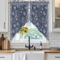thumbnail image 6 of Navy Blue Floral Boho Swag Valances for Windows, Kitchen Window Curtains Over Sink, Ethnic Tribe Abstract Art Flower Window Treatment Curtains for Living Room/Bedroom Curtains 2 Panel Sets 36"x45", 6 of 8