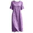 thumbnail image 4 of Admvng Womens Casual Dress Short Sleeve Pockets V Neck Flowy Summer Linen Dress, 4 of 9