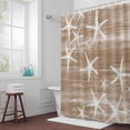 thumbnail image 3 of Sea Stars Bathroom Shower Curtain, Summer Beach Sea Stars Brown Texture Waterproof Washable Soft Bath Curtain for Bathtub Decor with 12 Hooks&Grommet, 60x72 Inch, 3 of 9