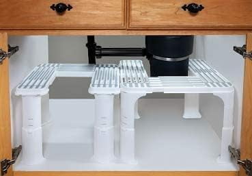 Expandable Under Sink Organizer and Storage I Bathroom Under the Sink Organizer Kitchen Under Sink Shelf I Cleaning Supplies (2 Pack) - Home Organization