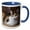 Blue/White, variant on 3drose, Calico Cat Relaxing on a Carpeted Floor., 15oz Two-tone Blue Mug