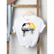 thumbnail image 1 of Disney-Camiseta estampada de manga corta para mujer, camiseta informal con dibujo de bruja, cara divertida y encantadora, 1 of 1