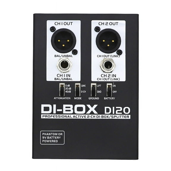 Audio Active DI BOX Direct Injection Box Low Noise Guitar DI 2 Channel Audio Converter Multi-Purpose Mixer Audio