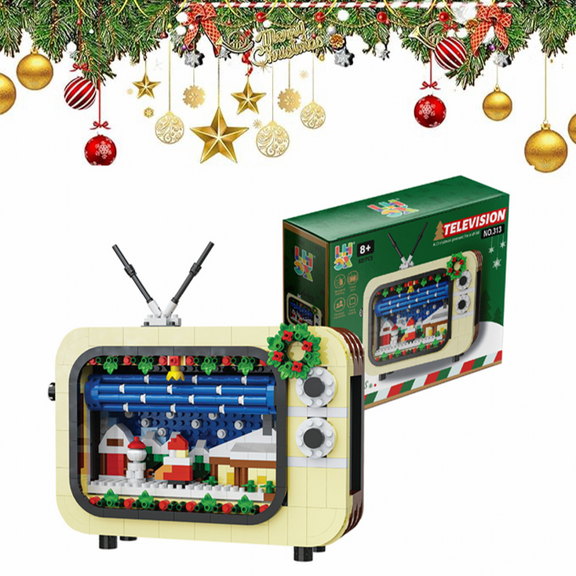 Christmas TV Building Block Set for Adults with 820Pieces Mini Building Blocks, DIY Stocking Stuffers for Kids Christmas Birthday Gifts