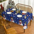 thumbnail image 2 of shiyou-Christmas Tablecloth 52×70 Inch, Snowman Blue Washable Table Cover for Party Picnic Dinner Decor, 2 of 4