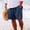 Navy, variant on Men Casual Solid Side Split Pocket Elastic Waist Straight Half Shorts Pants Sport Pants