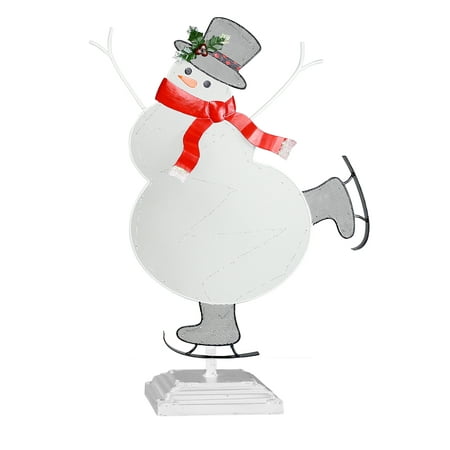 Corporation Lcd - Alpine Corporation Skating Snowman with LED Lights Tabletop Accessory