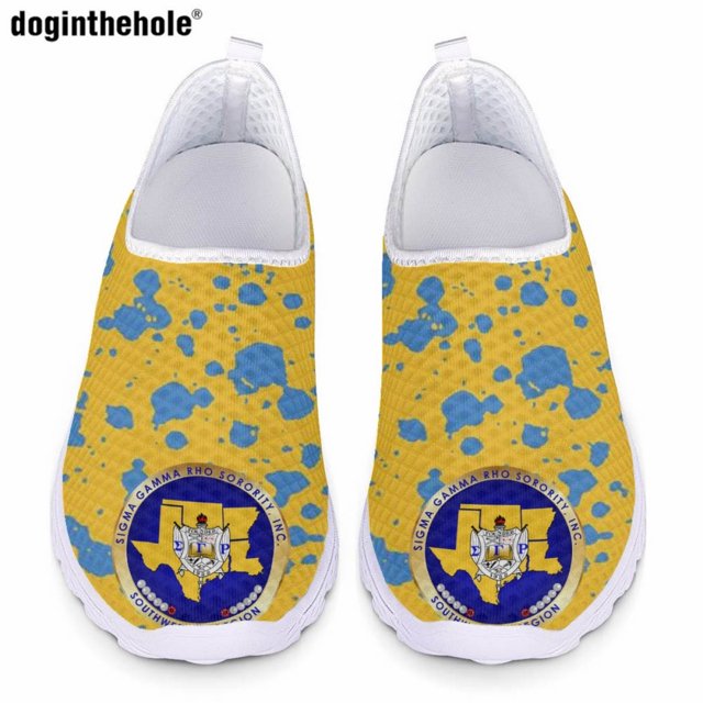 Zapatos planos casuales de verano para mujer de Doginthehole, tendencia de moda, diseño de estampado Sigma Gamma Rho, zapatos para caminar, zapatos de malla transpirables