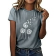 thumbnail image 1 of RKSTN Hauts d'Été pour Femmes 2023 Tendance Décontracté T-Shirt Imprimé Pissenlit Col Rond Manches Courtes Chandail Blouse T-Shirts, 1 of 6