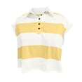 thumbnail image 6 of CBASIHI Womens Striped Crop Polo Shirts- Casual Collar Summer Loose Fit Short Sleeve Trendy Vintage Tops Yellow Size L, 6 of 6