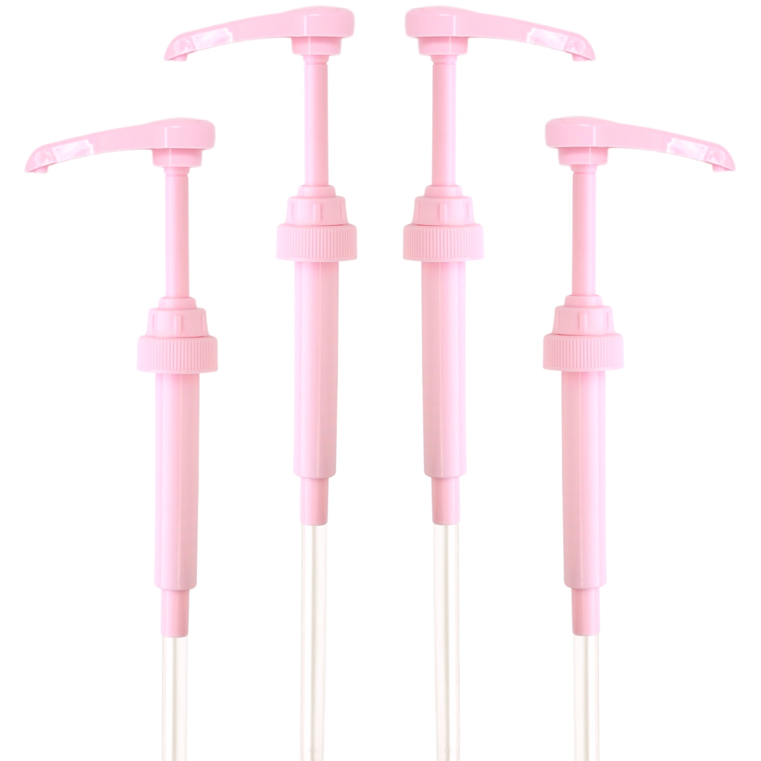 Pink Coffee Syrup Pump for 750 ml Bottles (Pack of 4) Fits Jordans Skinny, Torani, DaVinci, Upouria and (Monin 1 Liter  & 1883 1L Plastic Bottles Only)