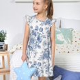 thumbnail image 4 of Lafuoo Rose Flowers Pattern Girls' Small Flying Sleeve Nightdress, Suitable for Girls' Round Neck Pajamas and Robes-Large, 4 of 9
